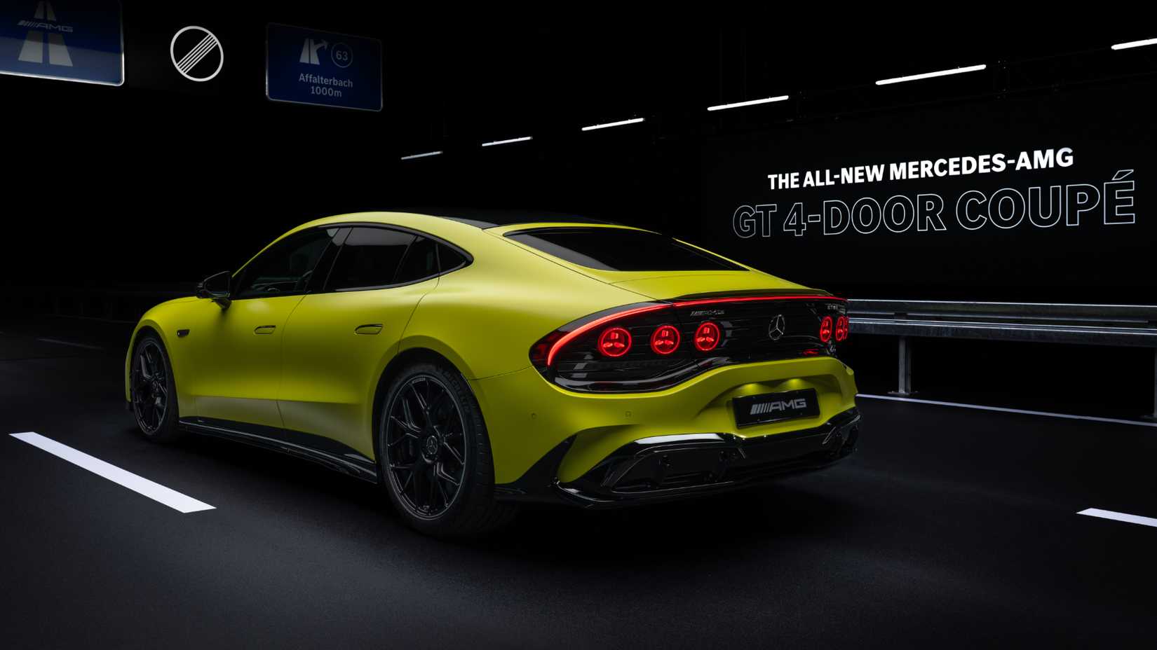 2027 Mercedes-AMG GT 4-Door Coupe electric yellow studio exterior (8)