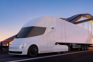 Tesla Semi white on bridge