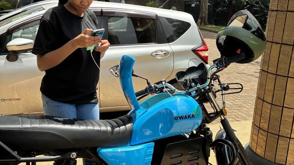 One of eWaka's latest electric motorbike models, in Nairobi, Kenya, 7 May, 2026.