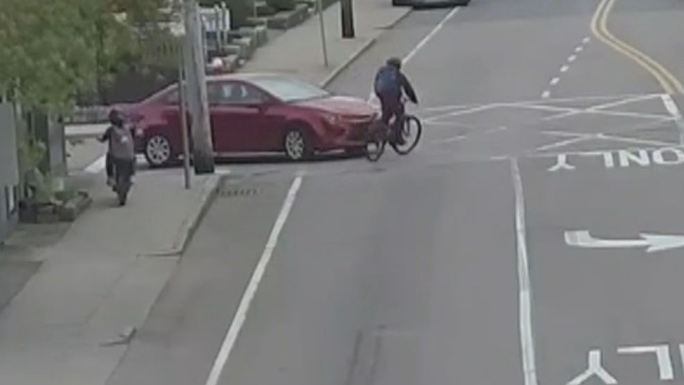 A person on a bike being struck by a car. (WJAR)