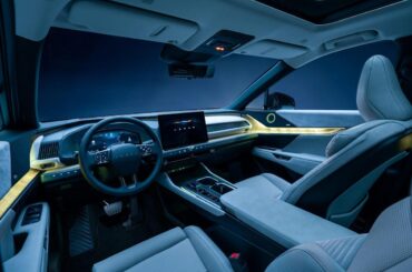This Three-Row EV SUV Has a Classy Cabin