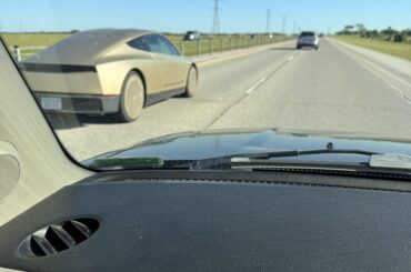 One of 2 [Tesla CyberCabs] that passed my wife on highway north of Tulsa.