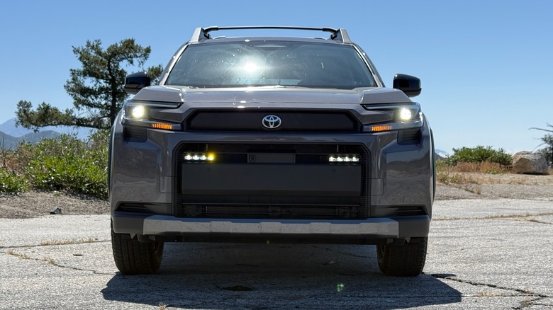2026 Toyota RAV4 Woodland PHEV front view parked in the mountains