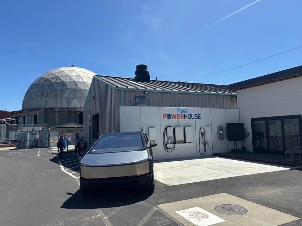 PowerHouse Launch with dome and Tesla Cybertruck
