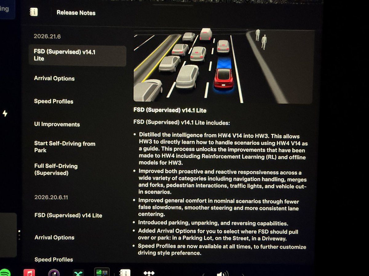 Teslascope tweet confirming FSD V14.1 Lite in 2026.21.6 for HW3 vehicles