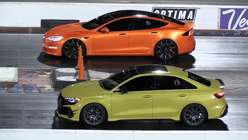2026 Audi RS 3 Competition Limited vs Tesla Model S Plaid on Wheels Plus 2026 Audi RS 3 Competition Limited vs Tesla Model S Plaid on Wheels Plus