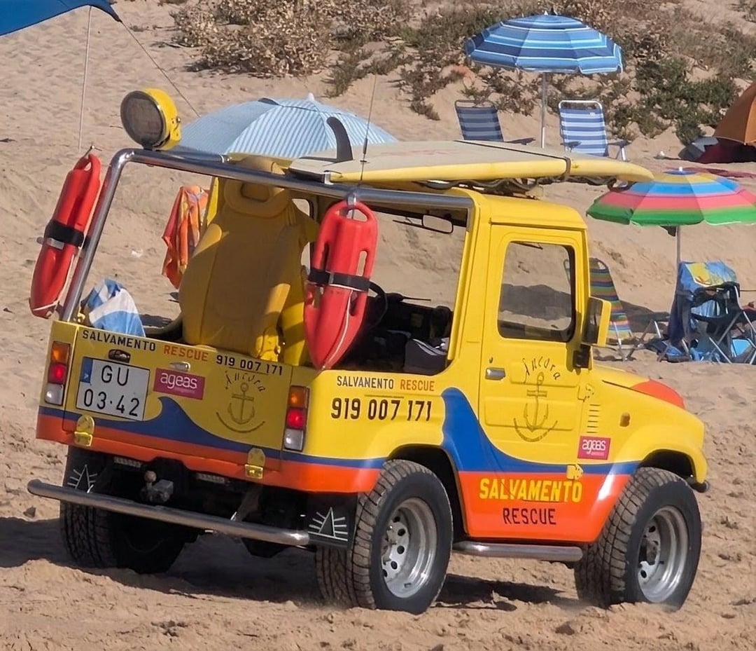 This old small off-roader still in service as a beach lifeguard rescue vehicle